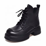 Martin Boots 2023 Autumn And Winter New Muffins And Vintage English Round-Toed Short Boots With Cowhide Women's