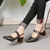 Spring And Summer New Single Shoes Women's Pointed Thick Heels Baotou Women's Shoes With One-Word Buckle High-Heeled Shoes Hollow Women's