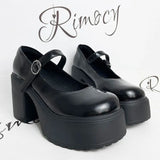 White Platform Pumps for Women Super High Heels Buckle Strap Mary Jane Shoes Woman Goth Thick Heeled Party Shoes