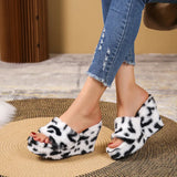 Breakj 2025 New Hairy Slippers Loose Pastry Slope And Slippers Fashion Outdoor Women's