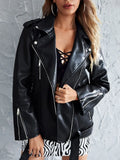 Spring Autumn Moto Jacket Women High Street PU Leather Jacket Womens Coat Turn-down Collar Faux Leather jackets