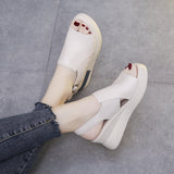 Breakj Cake Thick Bottom Slope And PU Bottom Light Sandals Women Wear Back Empty Buckle Beach Cool