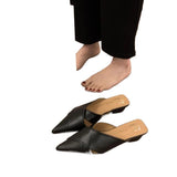 Breakj New Baotou Half Slippers Female Lazy People Wear A Stylish Pointed Muller Shoes Summer Thick Heel