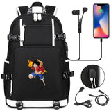 Anime ONE PIECE Schoolbag USB Charge backpack plugged into the headset cord backpack for boys and girl men women travel
