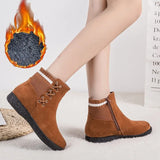 Ankle Boots Female 2020 Winter Boots For Women Winter Shoes Lace Up Leather Warm Fur Women Shoes Knitting Botas De