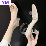 Summer High Heels Woman Shoes Sexy Ladies Footwear Sandals Party Transparency PVC Sandals Hot Sale Buckle Strap Zapatilla