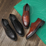 Breakj Do Old Lace-Up Casual Leather Shoes Male British Korean Version Of The Block Groom Best Man Men's Shoes