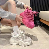Breakj Broadcast Thick Platform Sports Shoes Female Breathable Net Cloth Dad Shoes Four Seasons Increased Comfortable Student