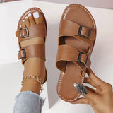 Breakj Cool Drag Female Wear 2024 Summer Large Size Square Button A Word Lazy Beach Slippers