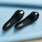 Women Soft Ballet Flat Shoes PU Womens Foldable Soft Square Toe Ballet Flats Butterfly Knot Loafers Woman Ballet Flats