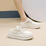 Breakj Summer New Baotou Half Slippers Female Wear Shoes Leisure A Foot Pedal Lazy Small White Shoes Female