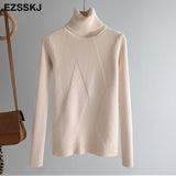 thick Knitted Women high neck Sweater Pullovers Turtleneck Autumn Winter Basic Women Sweaters Slim khaki jacket