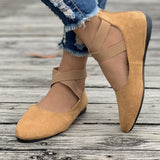 Breakj Summer New Shallow Mouth Tight Strap Round Head Women's Shoes Flat Floor Dance Mother Single Shoe