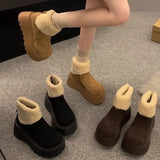 Breakj Bottom Height Snow Boots Women 2025 New Winter Plus Velvet Warm Hair Short Boots Fashion Ugly Big Head Cotton