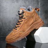 o'clock High-top Men Casual Boots Winter Warm Lined Male Footwear Outdoor Stylish Anti-skid Sneakers Soft Comfort
