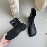 Breakj Boots Martin Boots Female British Wind Spring And Autumn Single Boots 2024 New Square Head Flat Bottom Show Thin Chelsea Ankle