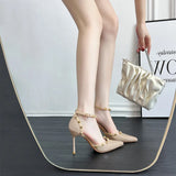 Breakj Bare Pointed Beautiful High Heels Women 2025 New Spring And Summer Willows Sexy Sandals Rivet Single Shoes