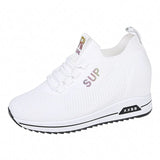Platform Shoes Hidden Heel Women Casual Platform Sneakers Women Height Increase Wedges Shoes For Women Trainers Black