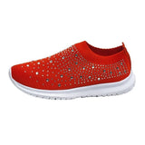 Breakj Large-Size With Diamond Flying Sneakers New Net Shoes Women's Shoes Low-Heeled Mesh Sports Casual