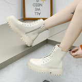 Martin Boots White 2024 New Summer Thin Retro Large Size Korean Version Handsome Locomotive Short