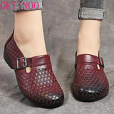 Spring Flat Shoes Woman 2021 Vintage Flats Women Casual Shoes Genuine Leather Soft Bottom Ladies Leather Shoes Size