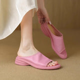 Breakj Leather Slippers Women's Summer Wear 2024 New Bag Foot A Word Cool Drag Soft Soles Of Leisure Sandals