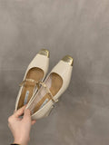 Thick-Heeled Square Head Mary Jane Single Women's Shoes 2024 New Spring And Autumn Fragrant Style Evening