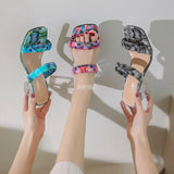 2022 New PVC Women Sandals Sexy Slip-On Clear Transparent Heels Full Colour High Heels Party Shoes Sandals Women Size