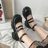 Jane Shoes Square Heel Thick Bottom Buckle Single Shoes Lolita Pumps Women Lolita shoes platform zapatos de mujer