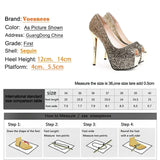 Sequin Fish Mouth High Heels With Gradient Color Trend Women's Shoes European And American Sexy Thin Heels Single