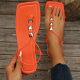 Breakj New Sandals Women Flat Head Beaded Women Sandals Fashion Style