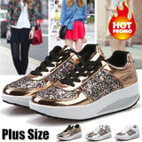 Ladies Wedges Sneakers Sequins Shake Shoes Fashion Girls Sport Shoes Women Sneakers Woman Sneakers Shoes 2019 White