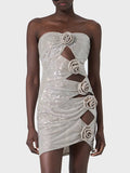 Dress Women 2025 Spring And Summer New Fashion Hottie Sexy Empty Flower Drilled