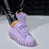 Breakj Spring And Autumn New Black Platform Platform Shoes Round Head With Student Biscuit Canvas Shoes Female Small White