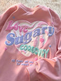 Sweet Love Printing Oversize Sweatshirts Cotton Fitness O Neck Long Sleeve Pullover Autumn Winter Harajuku Kawaii