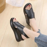 Thick-soled Fish Mouth Sandals Ladies 2022 New Black Openwork Casual Korean Breathable Joker Open Toe Sandals Womens