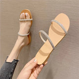 Breakj Women's French Sandals 2025 Summer New Fashion With Water Drill Slippers Women Wearing Fairy Temperament Cool
