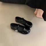 Evening Breeze Round Head Shallow Mouth Single Shoes Flat Soles 2024 Spring Korean Version Of Gentle Fairy Mary Jane Small Leather
