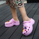 Women Croc Clogs Platform Garden Sandals Cartoon Fruit Slippers Slip On For Girl Beach Shoes Fashion Slides Outdoor