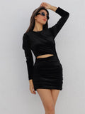 Velvet Bodycon Mini Dress Ruched Sexy Hollow Out Shrug Waist Women Long Sleeve O Neck Red Dresses For Woman Fall