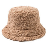 Hat Solid Artificial Fur Warm Female Cap Faux Fur Winter Bucket Hat for Women Outdoor Sunscreen Sun Hat Panama Cap
