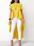 ZANZEA Women Asymmetrical Blouses 2022 Fashion Summer Cotton Linen Tops Casual Solid High Low O-neck Loose