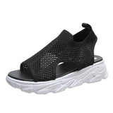 Breakj Weaving Splicing Sports Sandals Women 2025 Summer New Korean Version Of Net Yarn Hollow Women's Shoes Casual Thick-Soled Fish Mouth Women's