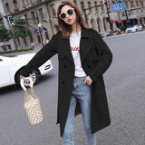 2021 New Sping Autumn Women Khaki Trench Coat Streetwear Double Breasted Windbreaker Loose Fit Black Ladies