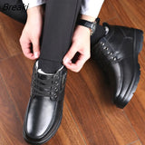 in Men's Genuine Leather Boots Winter Snow Shoes Wool Inner Anti slip Father Ankle Boots Waterproof Warm Man Cotton
