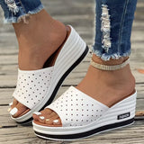 Breakj And Summer New Fish Mouth Slope And Slippers Women Wear Loose Cake Thick Bottom One-Word Drag Large Size Women Cold