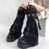 Breakj Workwear Timetie Black Cowboy Leg Sleeve Girl Tug Pile Trousers Over Knee Boots