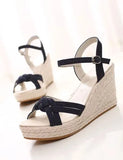 Sandals Espadrilles Platform 2023 Women's Clogs Wedge Suit Female Beige Heel Shoe Thick Square Toe Buckle Strap