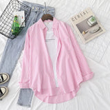 Blouses Shirts Tunic Womens Tops 2020 Womenswear Long Sleeve Clothing Button Up Down Striped 2020 New Pink Gray