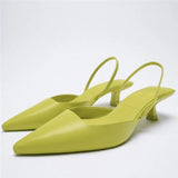 Pointed Toe Sequin Buckle Slippers For Women Shallow Mouth Back Strappy Low Heel Sandals Women Summer 2021 Flat